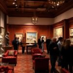 Besucher genießen Kunst in einer privaten Galerienumgebung.
