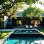 Luxury villa in a secluded natural setting with a pool.