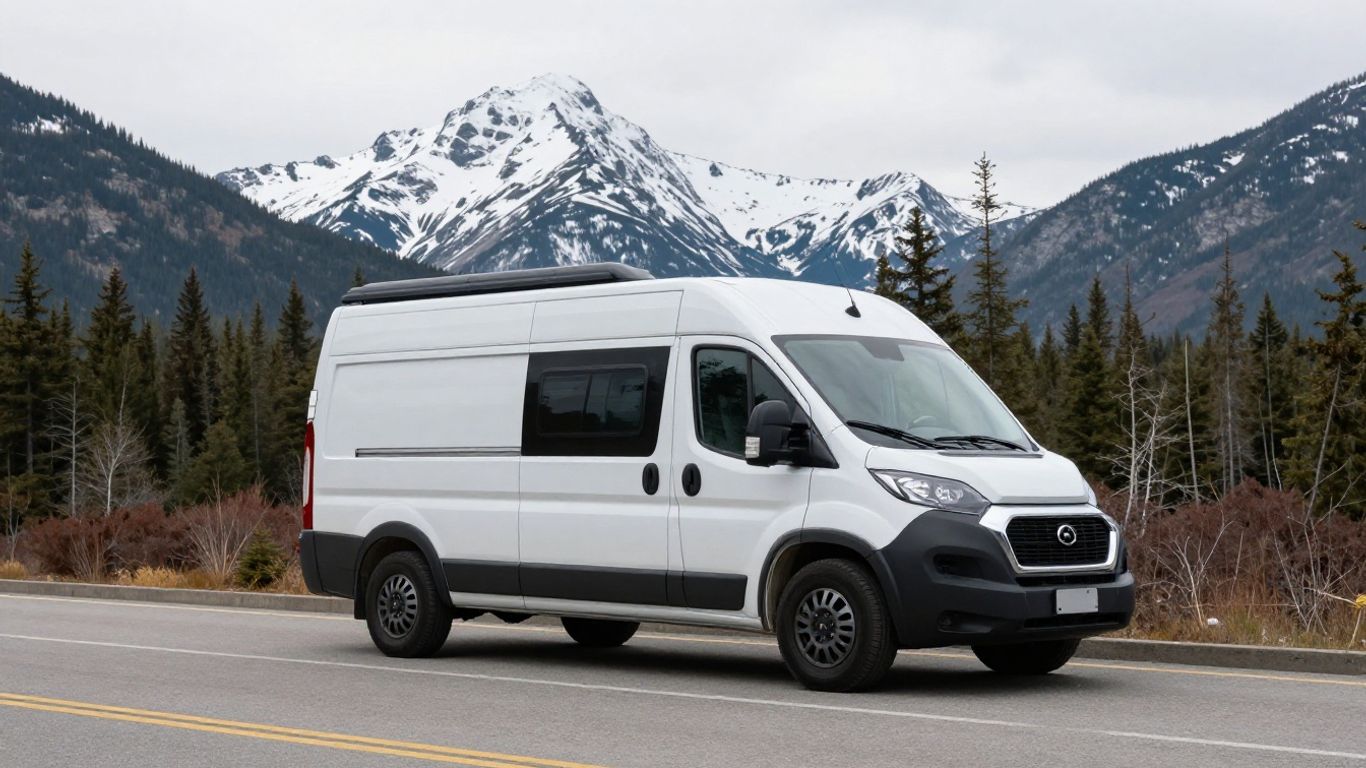 Campervan parked in Canadian mountains