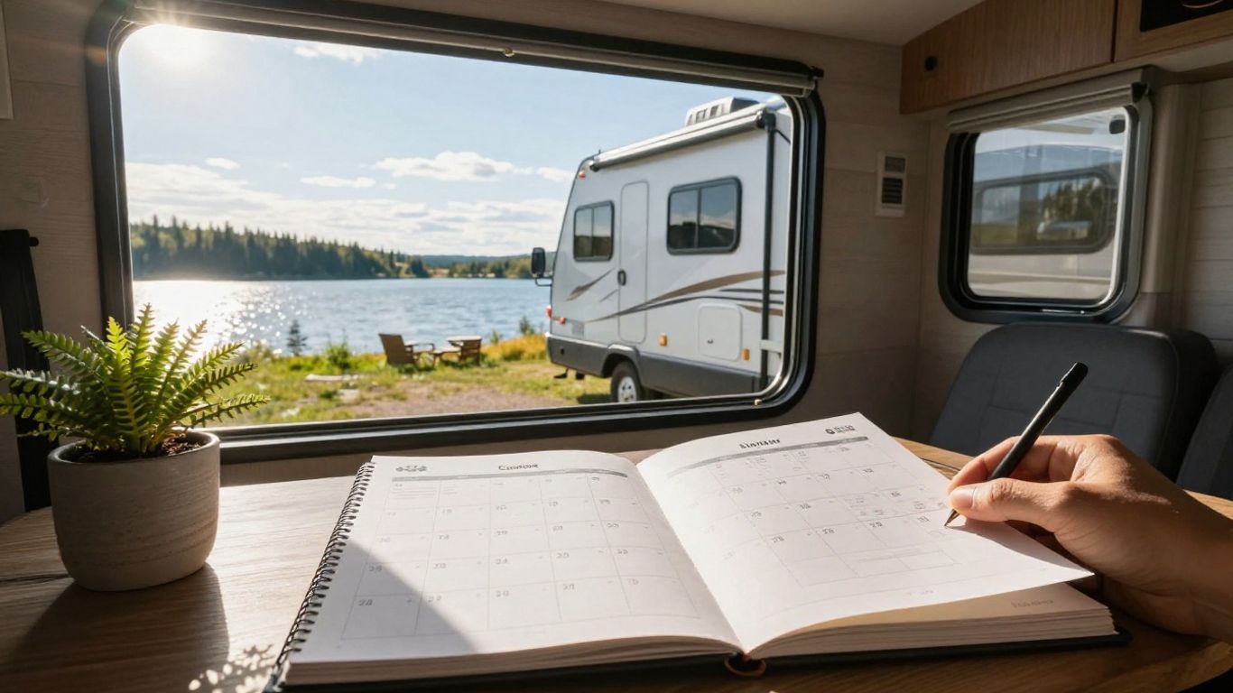 Canadian RV rental with a calendar inside.