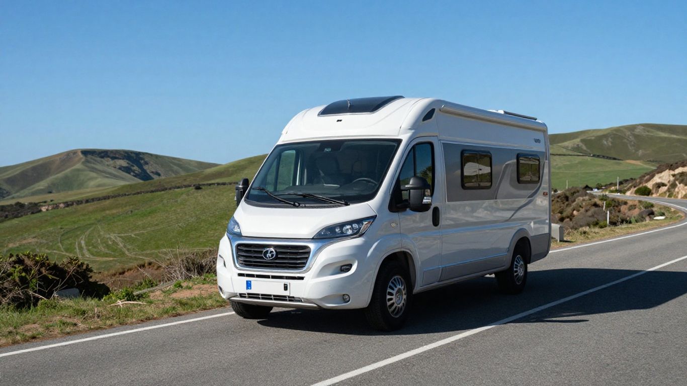 Motorhome on a scenic coastal road.