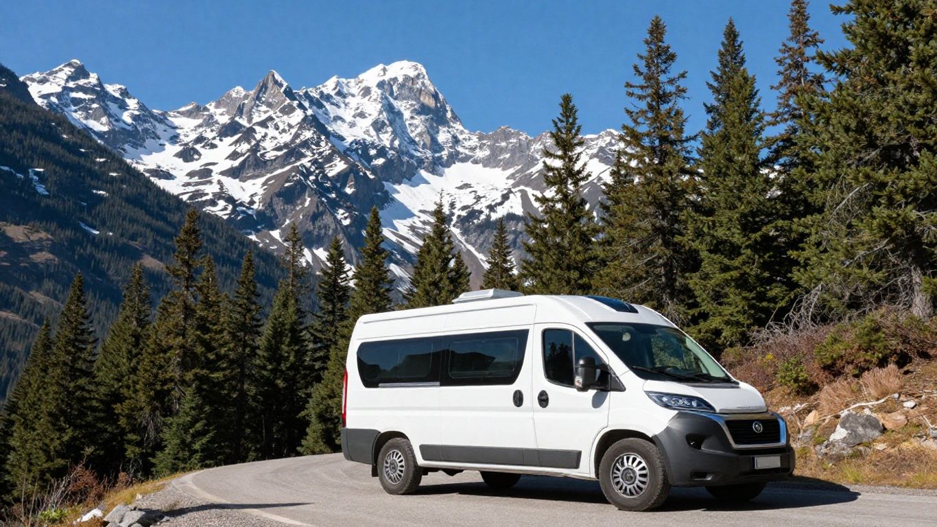 Campervan in Canadian Rockies mountains